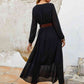 Flower Tie Neck Balloon Sleeve Dress