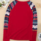 Geometric Long Sleeve Blouse With Pocket
