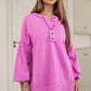 Buttoned Dropped Shoulder Sweatshirt