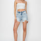 RISEN High Waist Frayed Detail Denim Shorts