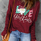 Graphic Round Neck Long Sleeve Blouse