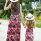 Women Striped Floral Spliced Dress
