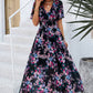 Smocked Floral V-Neck Short Sleeve Dress