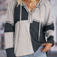 Exposed Seam Color Block Hoodie with Drawstring