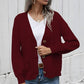 V-Neck Button-Down Dropped Shoulder Cardigan