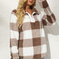 Plaid Half Zip Long Sleeve Sweatshirt