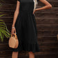 Round Neck Ruffle Hem Pocket Dress