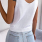 Decorative Button Mixed Knit Tank