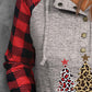 Plaid Christmas Tree Graphic Half Snap Drawstring Hoodie