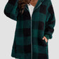 Plaid Zip Up Hooded Jacket with Pockets