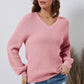 V-Neck Ribbed Dropped Shoulder Sweater