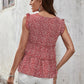 Printed Frill Trim V-Neck Blouse