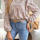 Printed Round Neck Long Sleeve Blouse