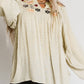 Notched Neck Swiss Dot Blouse