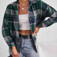 Plaid Collared Neck Button Down Jacket