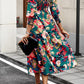 Printed Smocked Lantern Sleeve Ruffled Dress