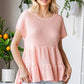 Waffle-Knit Buttoned Ruffle Hem Top