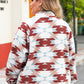 Plus Size Geometric Sanp Down Long Sleeve Jacket