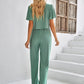 Textured Flutter Sleeve Top and Pants Set