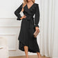 Surplice Tie Front Flounce Sleeve Dress