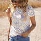 Leopard Contrast Sequin Short Sleeve Tee