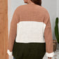 Plus Size Color Block Round Neck Sweater