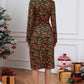 Christmas Element Print Long Sleeve Dress
