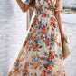 Smocked Floral V-Neck Short Sleeve Dress