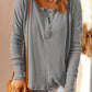 Waffle Knit Henley Long Sleeve Top