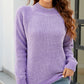 Waffle-Knit Round Neck Reglan Sleeve Sweater