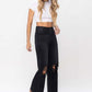 Vervet by Flying Monkey Vintage Ultra High Waist Distressed Crop Flare Jeans