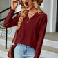 V-Neck Long Sleeve Blouse