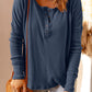 Waffle Knit Henley Long Sleeve Top