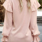 Crochet V-Neck Ruffle Trim Blouse