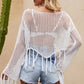 Tassel Hem Openwork Long Sleeve Cover Up