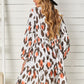 Printed V-Neck Long Sleeve Dress