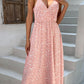 Printed Surplice Adjustable Spaghetti Strap Maxi Dress