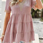 Contrast Short Sleeve Tiered Blouse