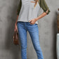 Striped Color Block Roll-Tab Sleeve Top