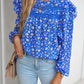 Printed Round Neck Long Sleeve Blouse