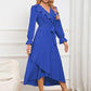 Surplice Tie Front Flounce Sleeve Dress