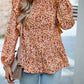 Ruffle Collar Long Sleeve Peplum Top