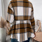 Plaid Button Up Dropped Shoulder Peplum Shacket