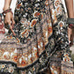 Printed High-Low Ruffle Hem Skirt