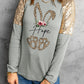 Leopard Sequin Round Neck Long Sleeve Top