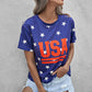 USA Star Print Round Neck T-Shirt