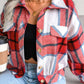 Plaid Collared Neck Drop Shoulder Jacket