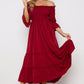 Off-Shoulder Flounce Sleeve Frill Trim Tiered Dress