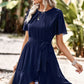 Round Neck Flutter Sleeve Belted Dress