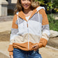 Striped Zip Up Drawstring Hooded Jacket